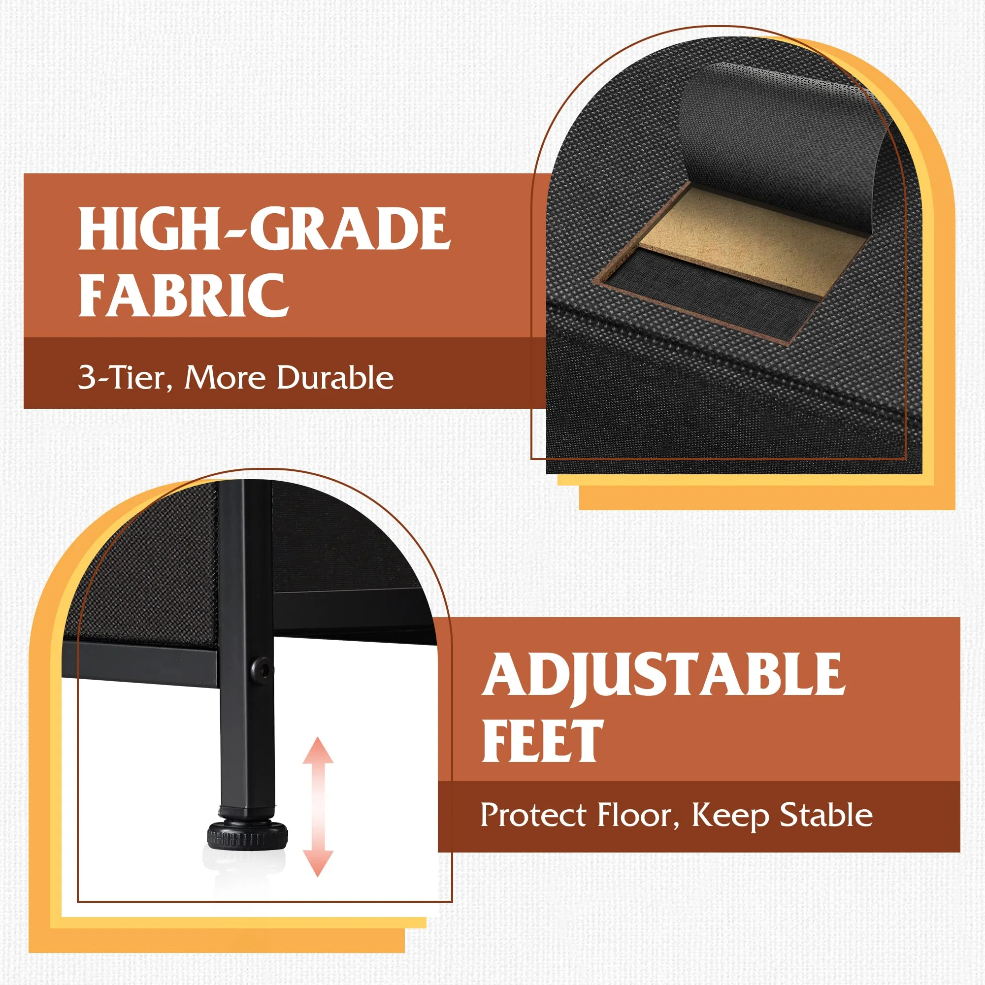 WLIVE Fabric Dresser for Bedroom. Storage Drawer Unit