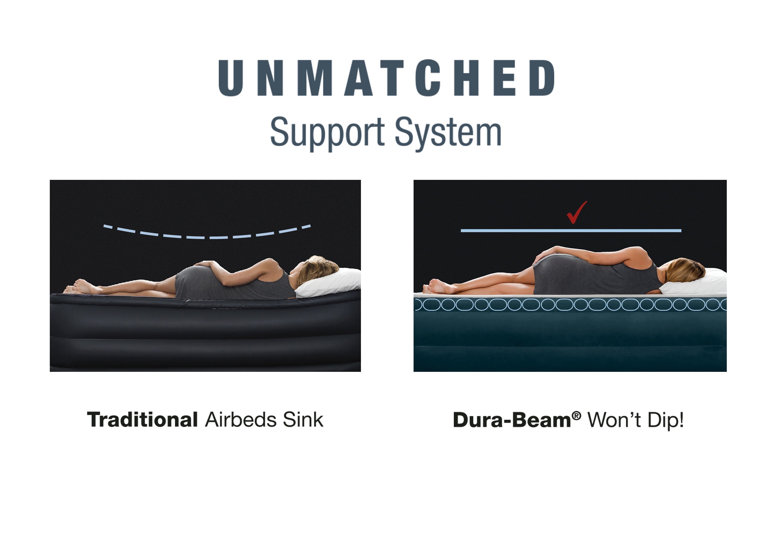 24 Dream Lux Pillow-Top Dura-Beam Airbed Mattress with Internal Pump. King