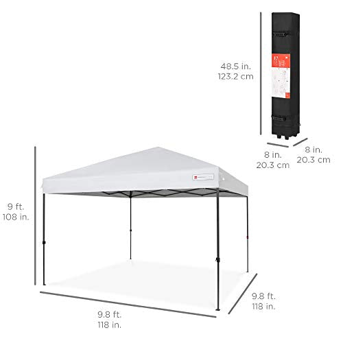 10x10ft 1-Person Setup Pop Up Canopy Tent Instant Portable Shelter w/ 1-Button Push