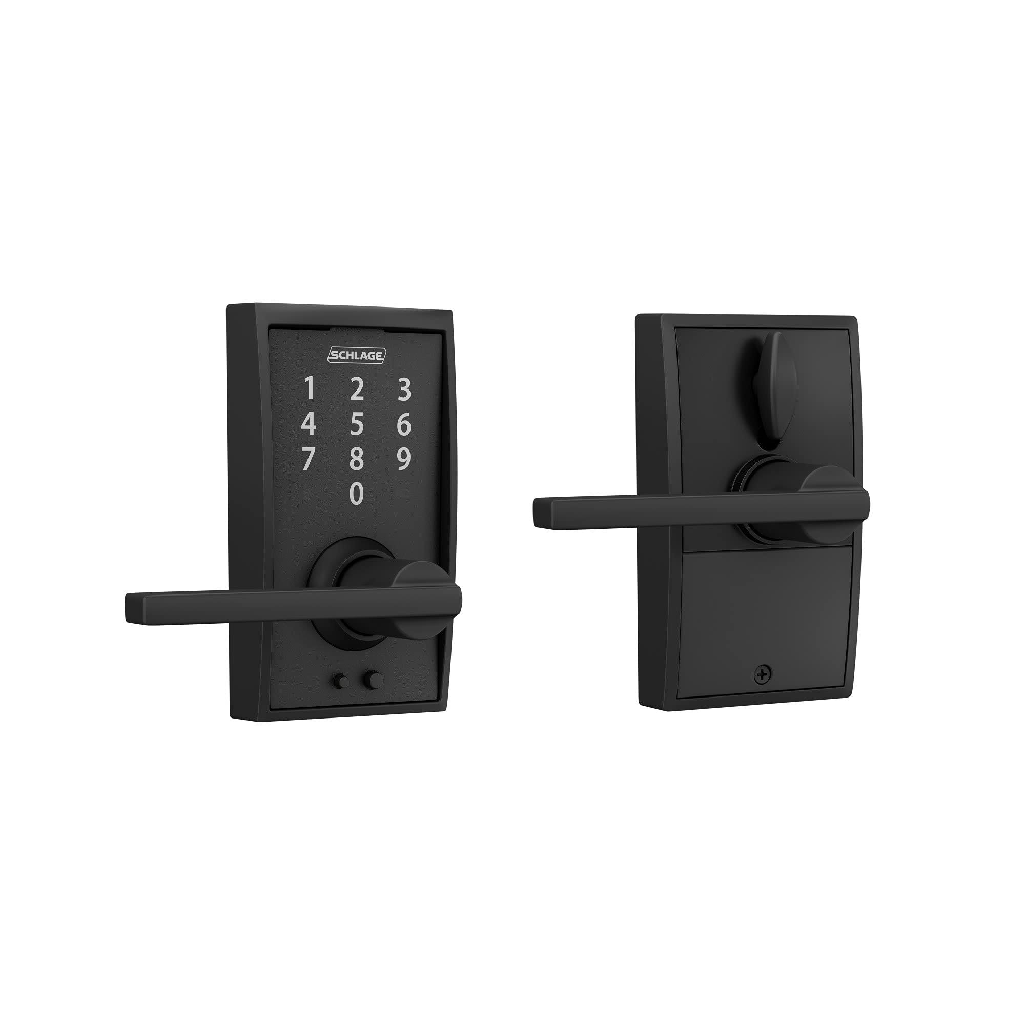 Schlage FE695 Cen 622 LAT Touch Century Lock with Latitude Lever, Electronic Keyless Entry Lock, Matte Black