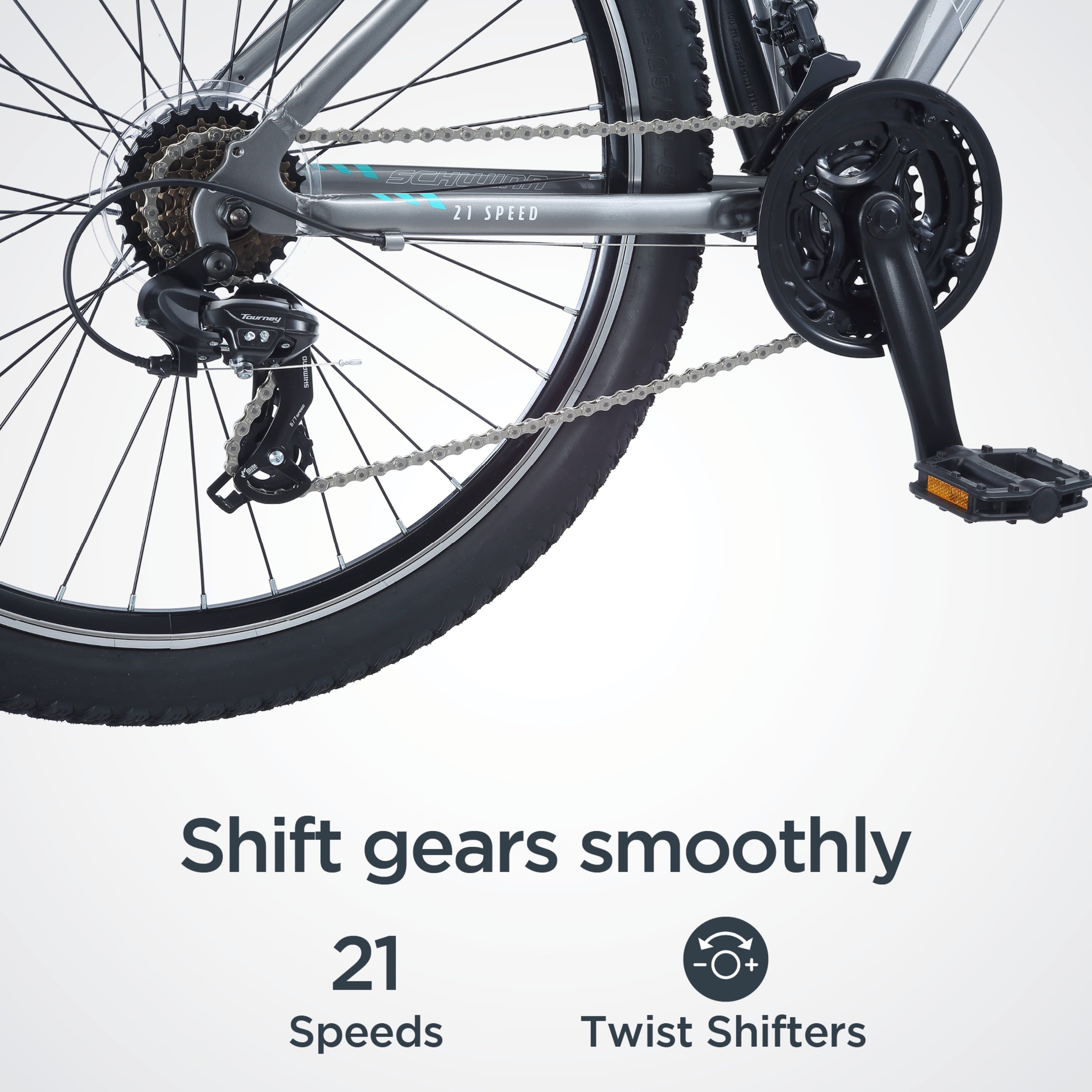 Sidewinder Mountain Bike. 26-inch wheels. womens frame. silver/blue