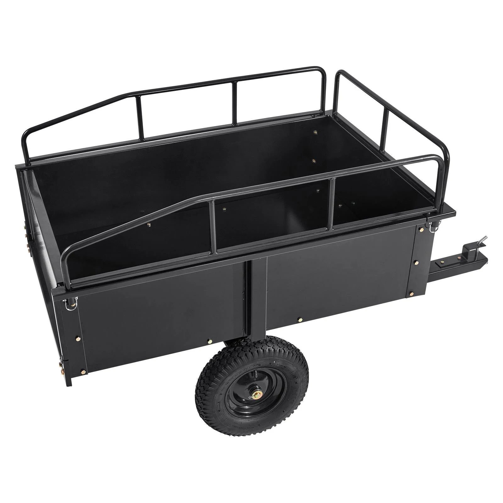 VEVOR Heavy Duty ATV Trailer Steel Dump Cart. 750-Pound 15 Cubic Feet. Garden Utility Trailer with Removable Sides for Riding L - MadeInUSA