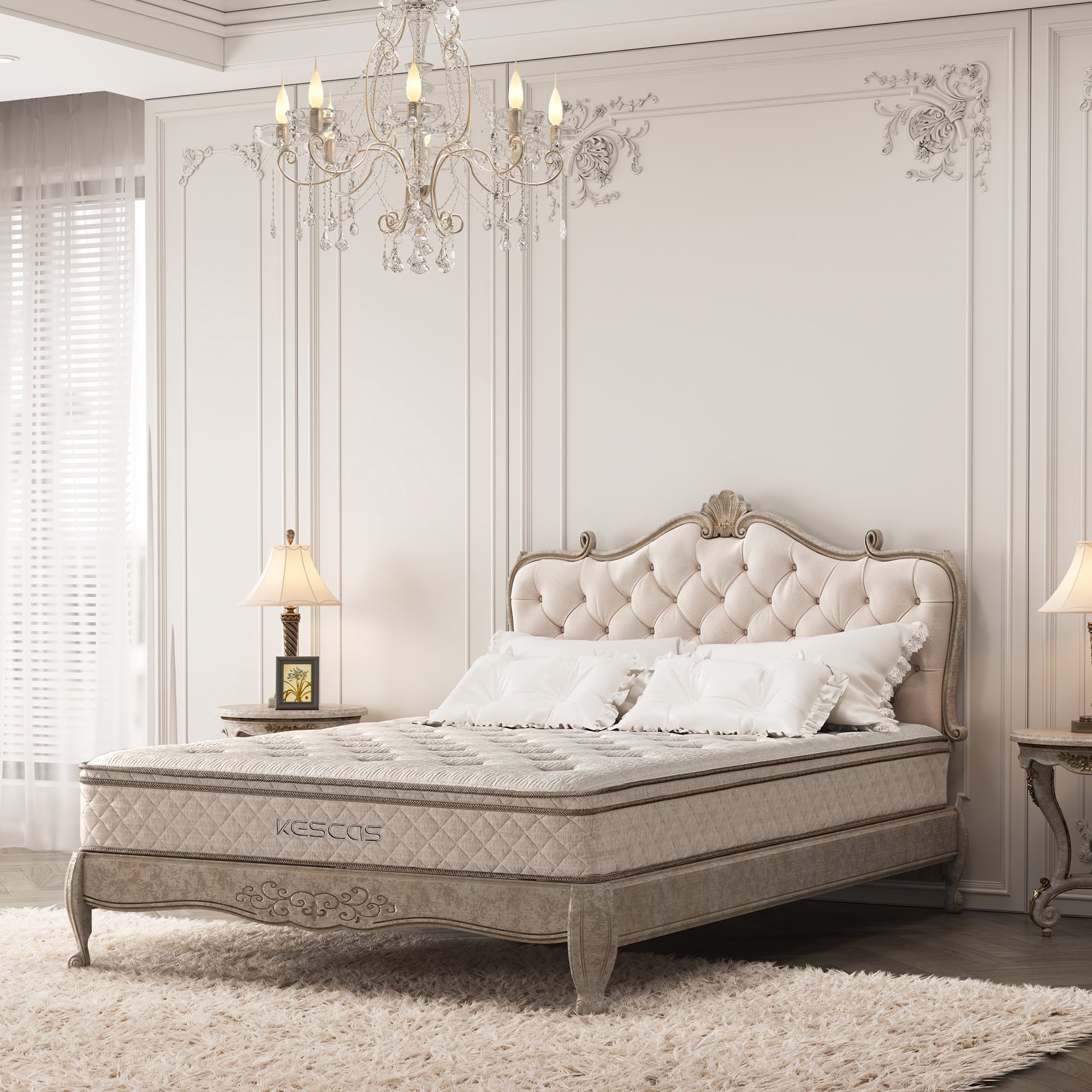 Size Mattress. Kescas 10 inch Euro Top Linen Cover Innerspring Mattress. Pocket Spring Hybrid Mattresses with CertiPUR-US Certified Memory Foam. Plush Yet Supportive