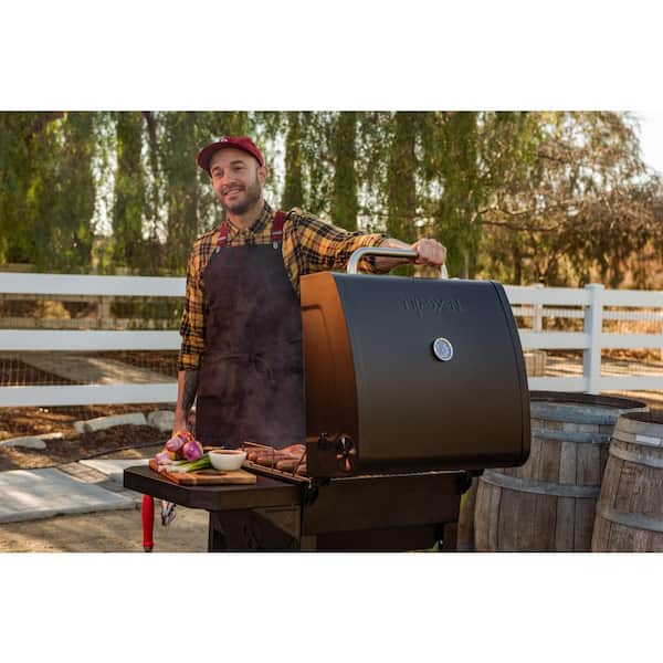 Cart-Style Charcoal Grill in Black with Side Shelf
