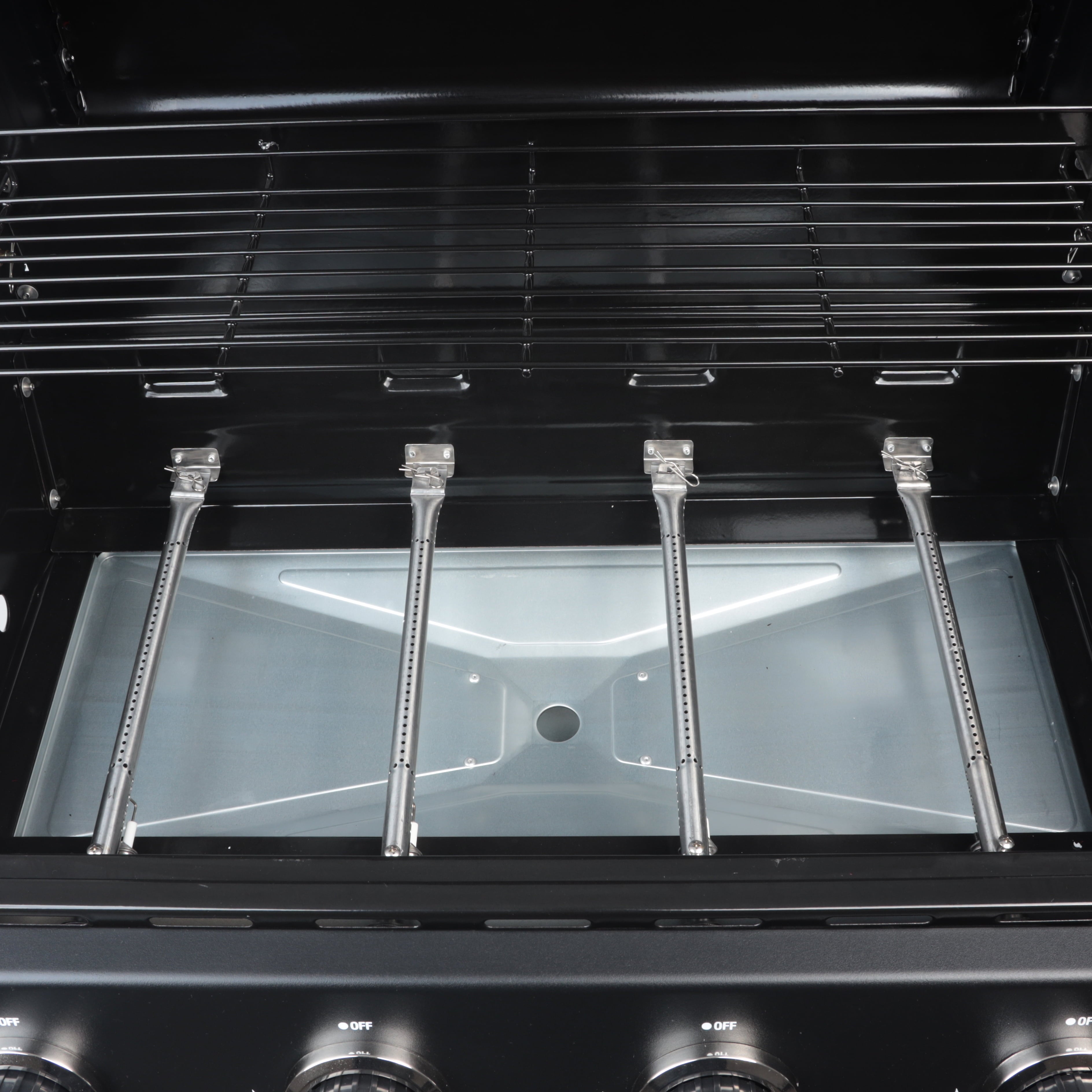 4-Burner Propane  Gas Grill with Side Burner. Stainless Steel & Black