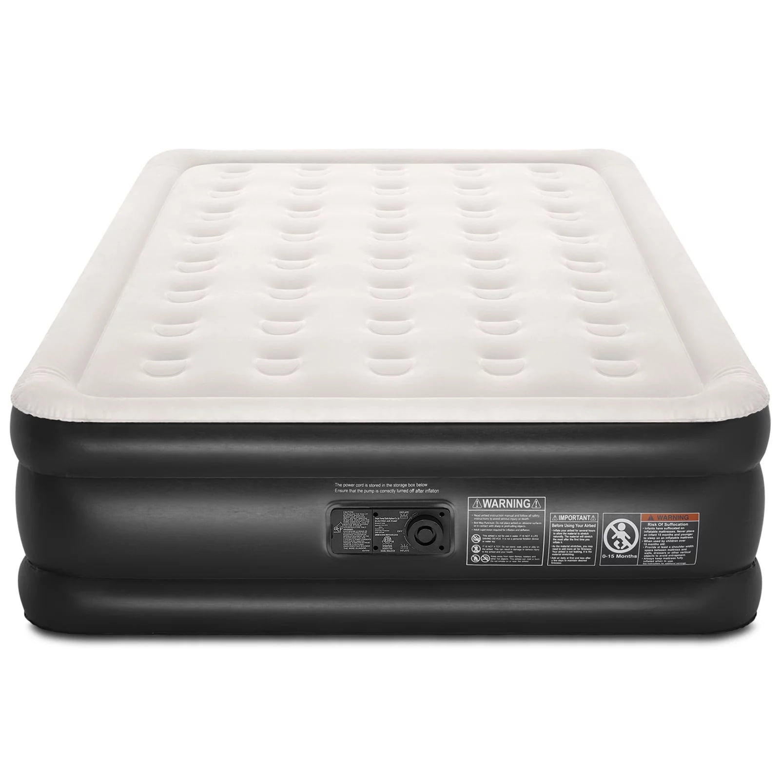 US 18 inch Queen Size Air Mattress with Built-in-Pump. Black