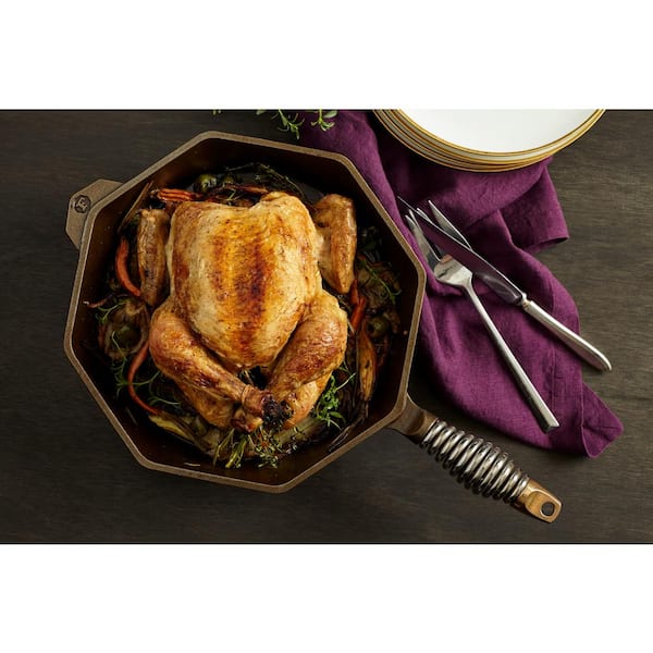 Cast Iron Collection 12 in. Cast Iron Skillet in Iron Patina with Lid