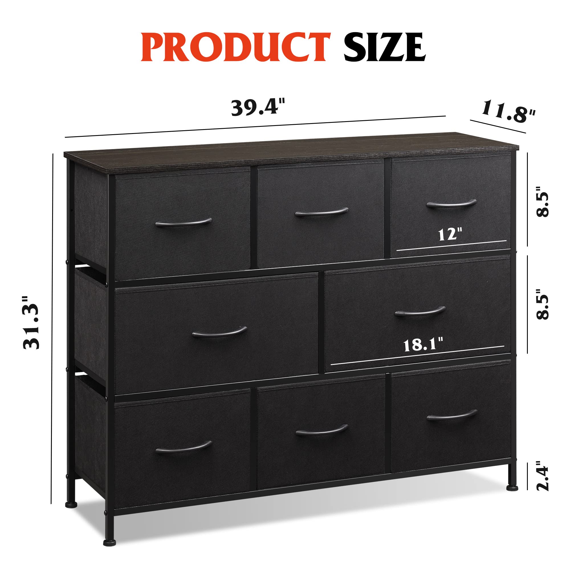 WLIVE Fabric Dresser for Bedroom. Storage Drawer Unit