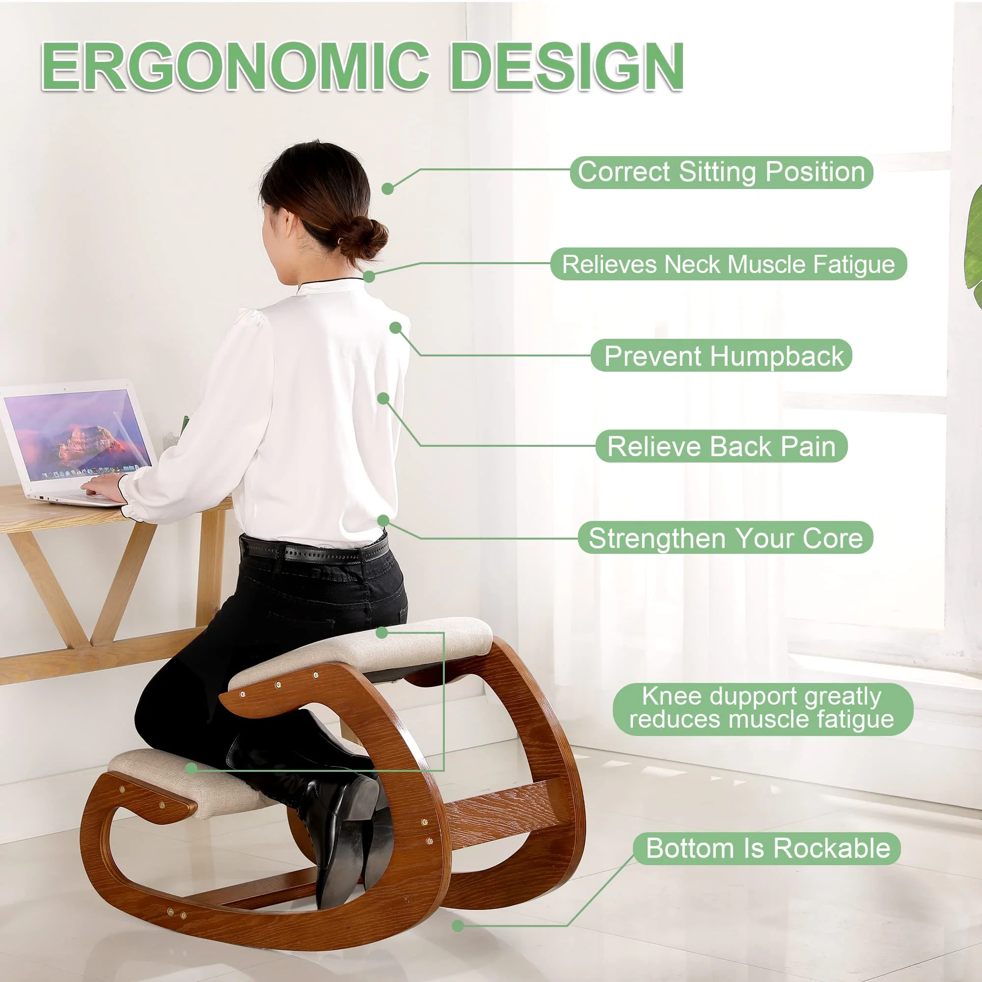 Predawn Ergonomic Kneeling Chair. Rocking Knee Chair