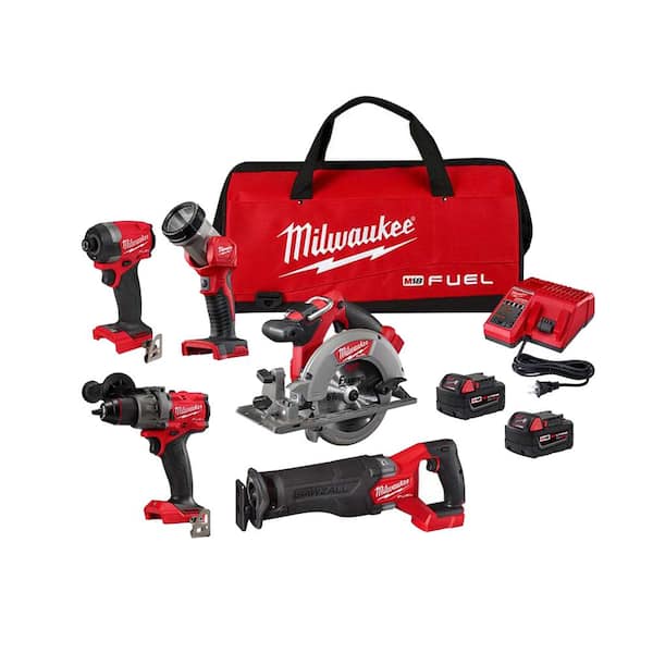 M18 FUEL 18V Lithium-Ion Brushless Cordless Combo Kit (5-Tool) with Two 5.0 Ah Batteries. 1 Charger 1 Tool Bag