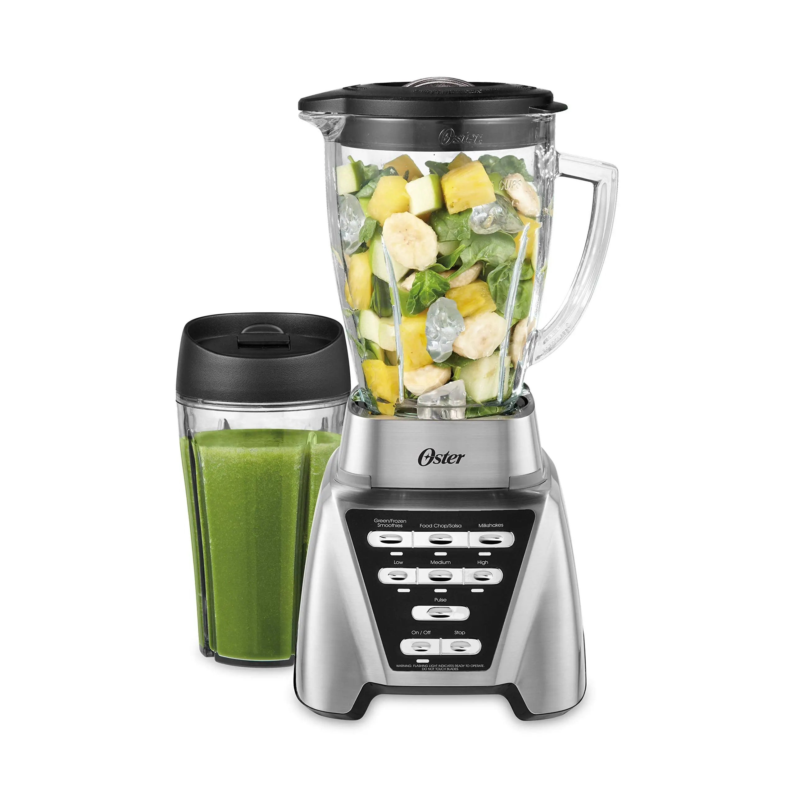 Oster Blender | Pro 1200 with Glass Jar. 24-Ounce Smoothie Cup. Brushed Nickel