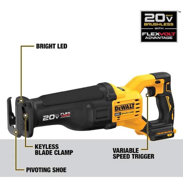 20V MAX Lithium Ion Cordless Brushless Reciprocating Saw with FLEXVOLT Advantage and FLEXVOLT 6.0Ah Battery