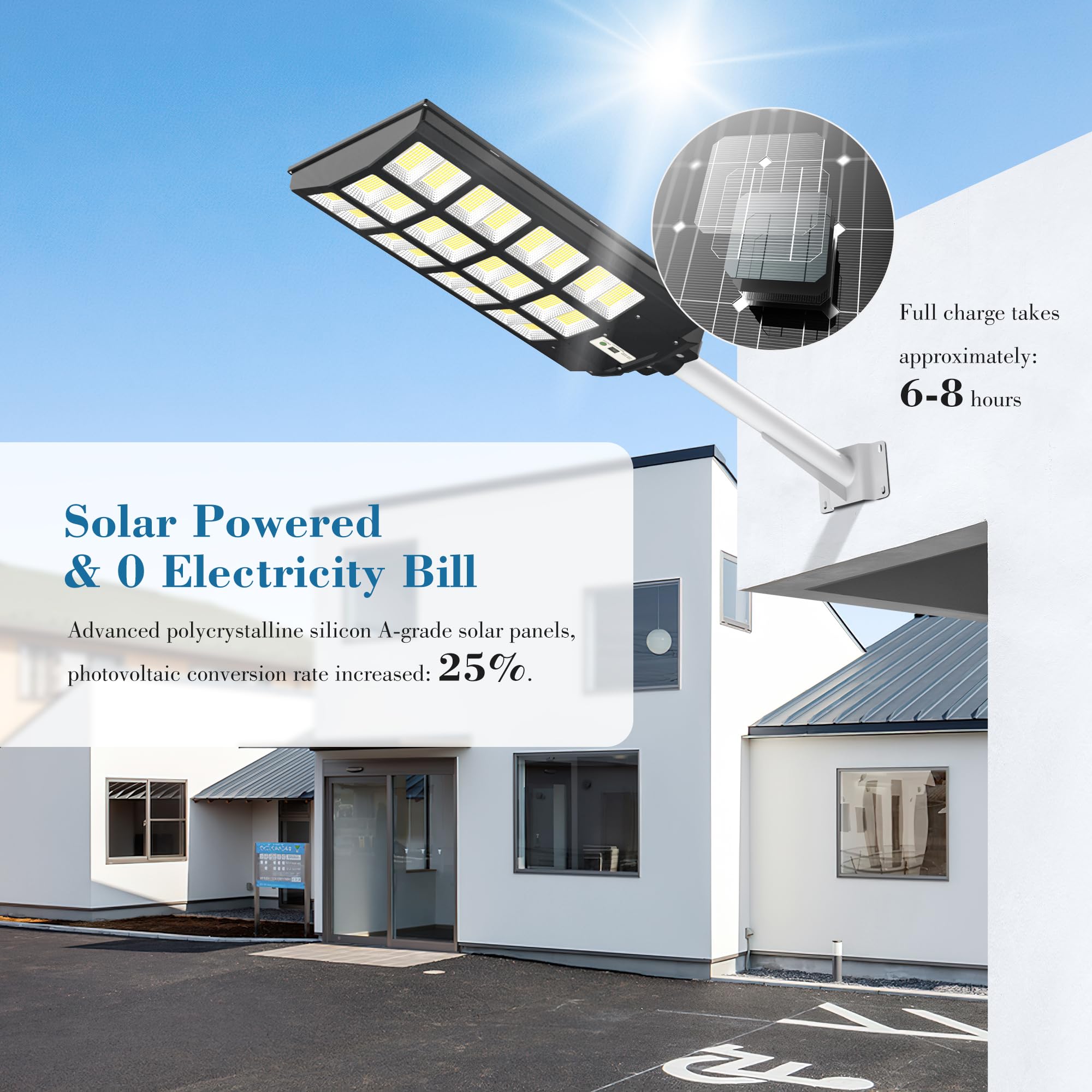 3200W Solar Street Lights Outdoor - 7000K Solar Lights Outdoor Waterproof Dusk to Dawn, Commercial Solar Parking Lot Lights with Motion Sensor, Solar Powered LED Street Light for Yard, Outside
