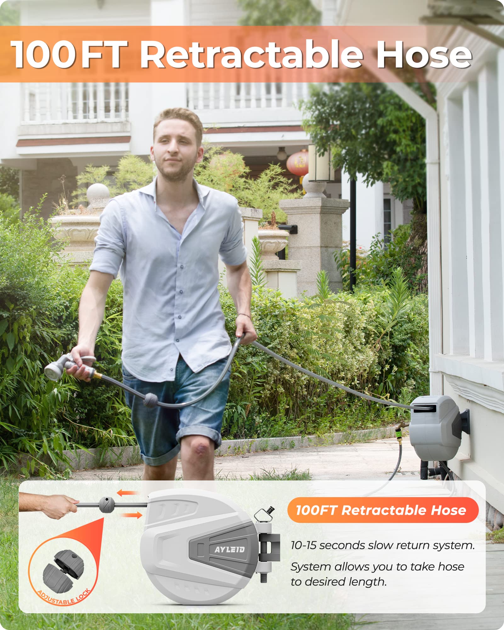 Ayleid 1/2 in x 100 ft Wall Mounted Garden Hose Reel