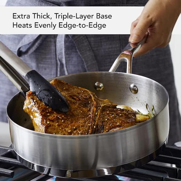 11-Piece 3-Ply Base Stainless Steel Cookware Set. Silver