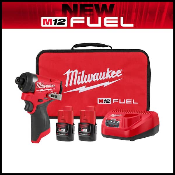M12 FUEL 12V Lithium-Ion Brushless Cordless 1/4 in. Hex Impact Driver Kit w/Two 2.0Ah Batteries. Charger&Soft Case