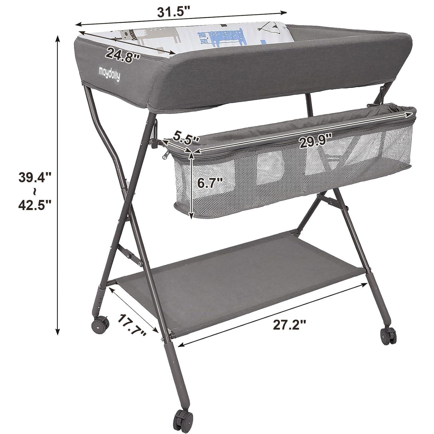 Maydolly Portable Height Folding Baby Changing Table