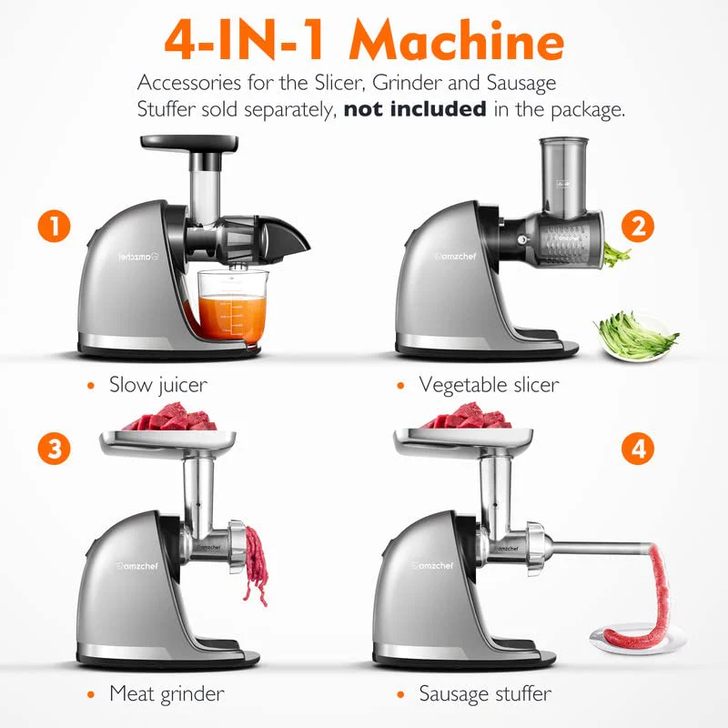 AMZCHEF Slow Cold Press Masticating Juicer with Reverse Function