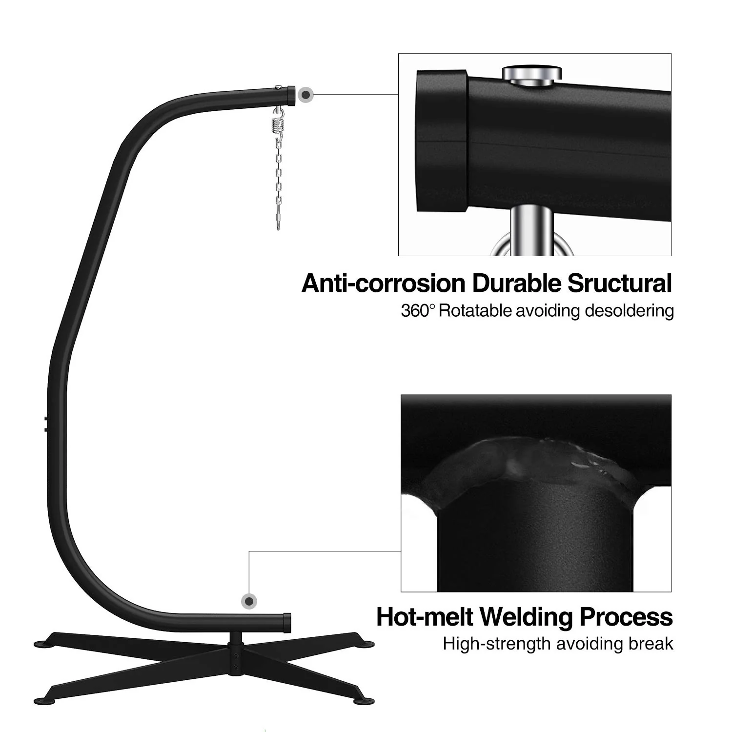 GREENSTELL Hammock Swing Stand with Buckle and Spring Hook