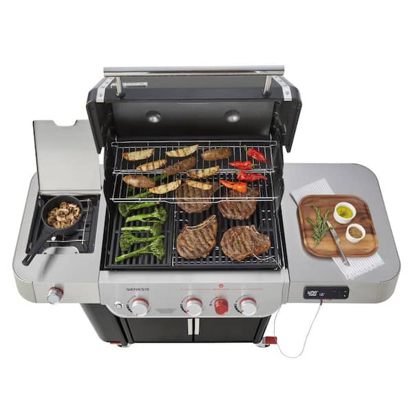 Genesis Smart EX-335 3-Burner Propane Gas Grill in Black with Side Burner