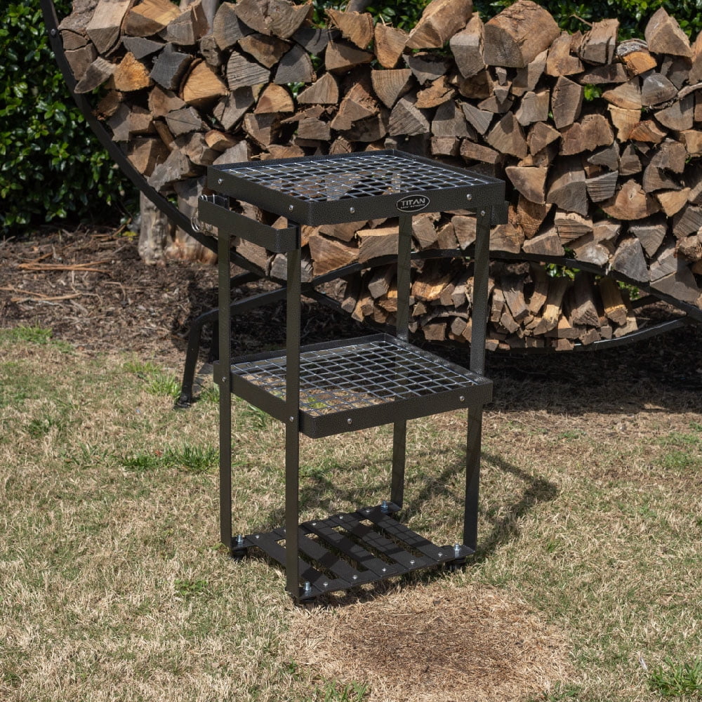 Great Outdoors 3-Tier Barbecue Prep Station and Grill Accessory Serving Cart. Wire Rack Storage Shelves