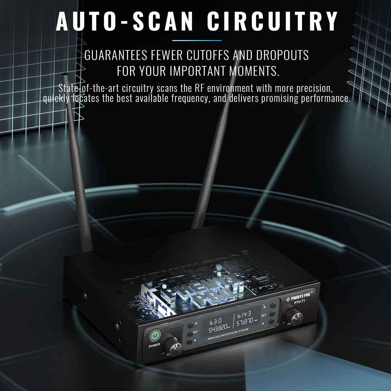 Phenyx Pro Wireless Microphone System Dual Wireless Mics