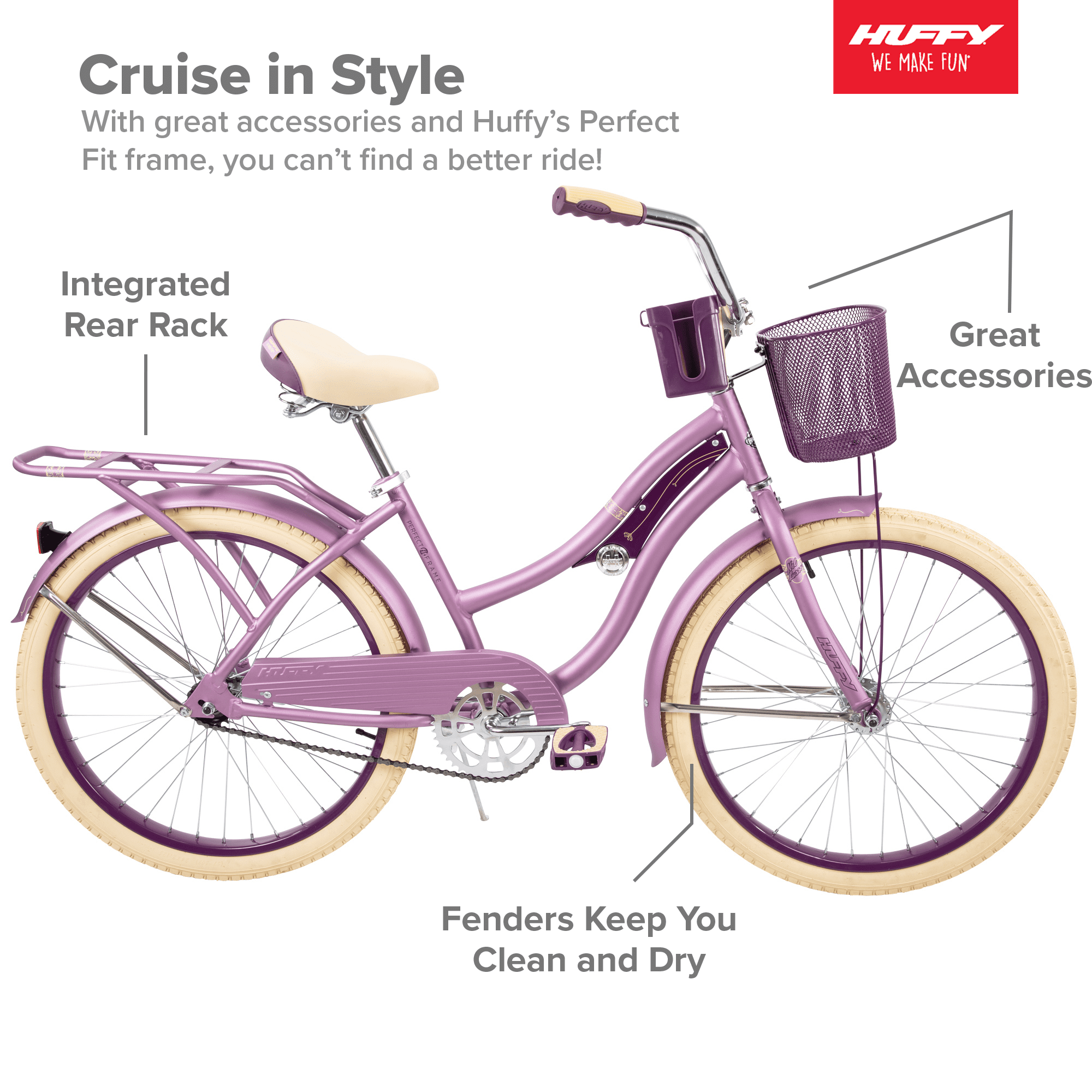 24 Nel Lusso Girls' Cruiser Bike. Purple Satin