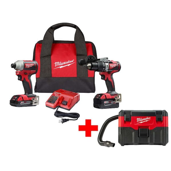 M18 18V Lithium-Ion Brushless Cordless Hammer Drill and Impact Combo Kit with Free M18 2 Gal. Wet/Dry Vacuum