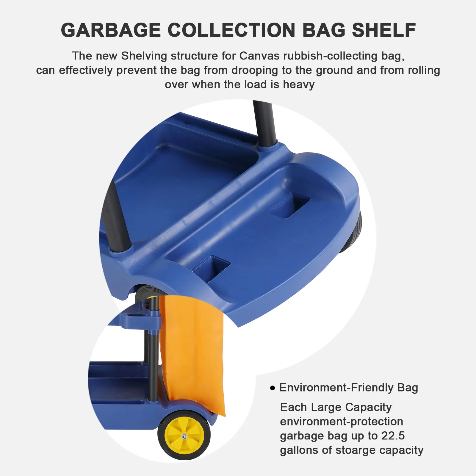 TUFFIOM Commercial Traditional Cleaning Janitorial 3-Shelf Cart