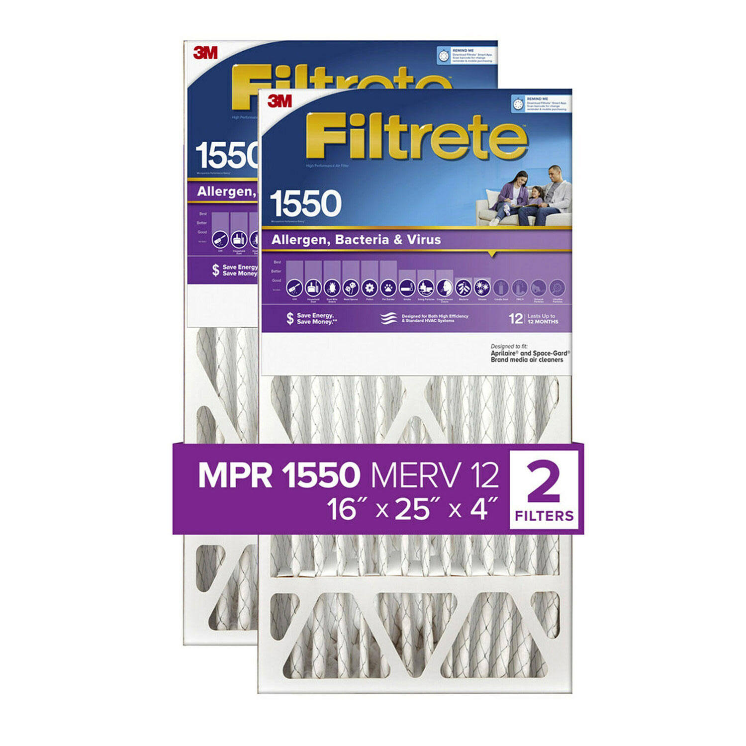 Filtrete Allergen Reduction Filter for 4 Housings 20 x 25 x 4 2 Pack
