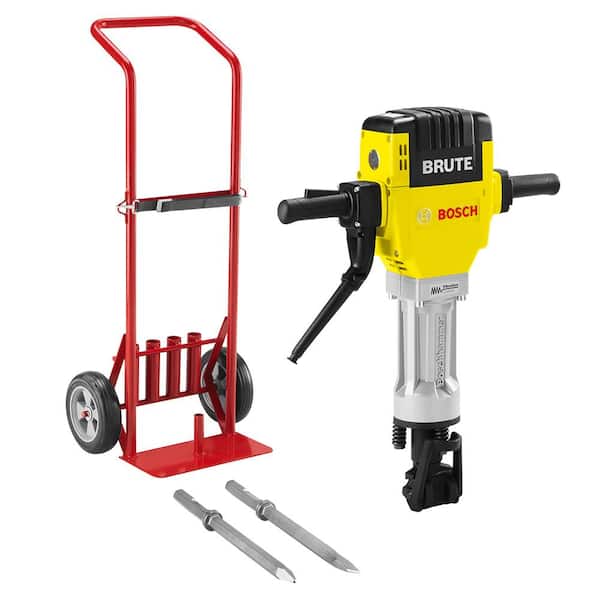 Brute 15 Amp 1-1/8 in. Corded Concrete Portable Electric Hex Breaker Hammer Kit with Cart and 2 Chisels
