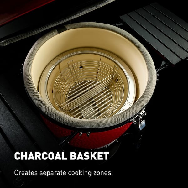 Big Joe III 24 in. Charcoal Grill in Red with Cart. Side Shelves. Grate Gripper. and Ash Tool