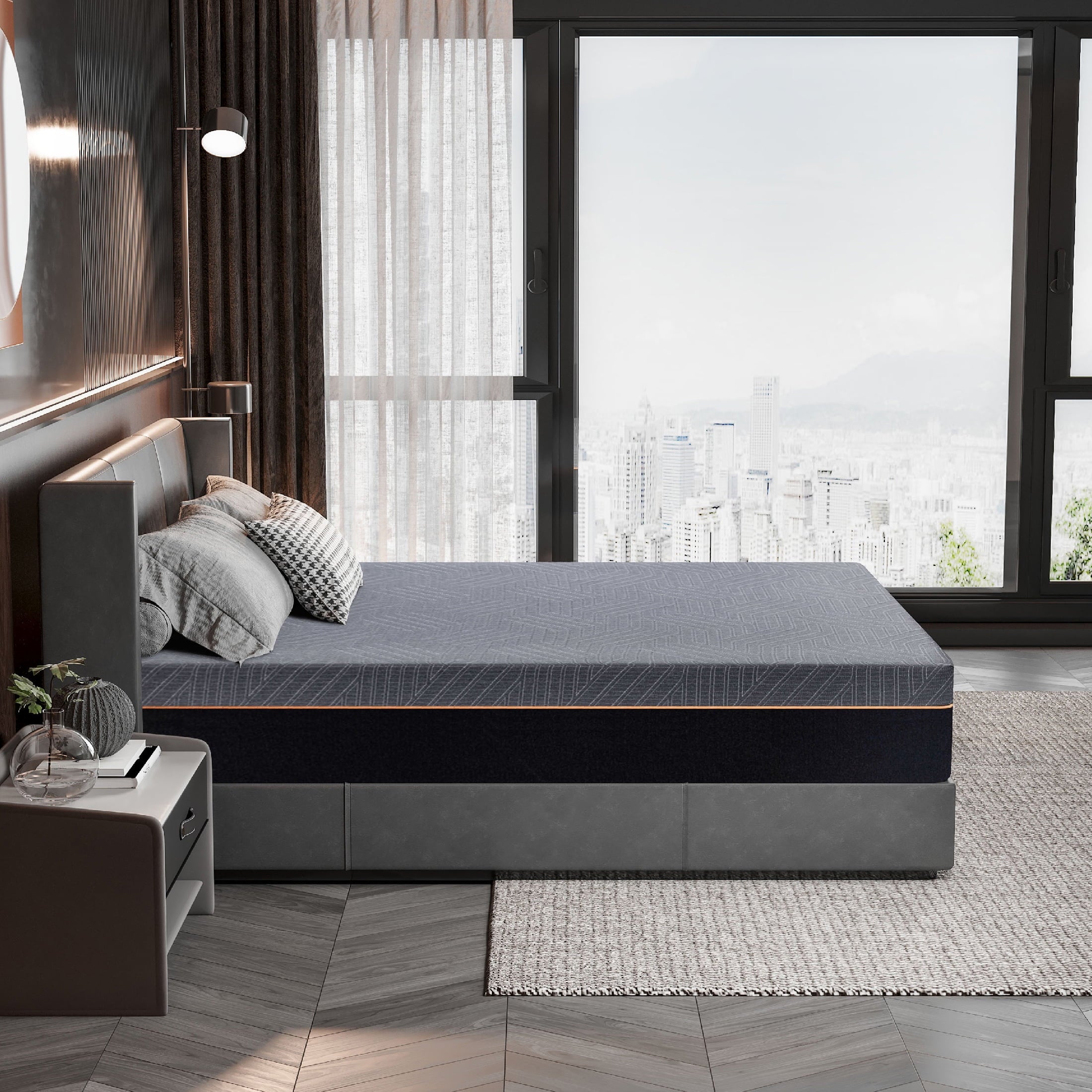 Ego Black 12 inch Queen Mattress in a Box. Cooling Gel Memory Foam Mattress. Medium