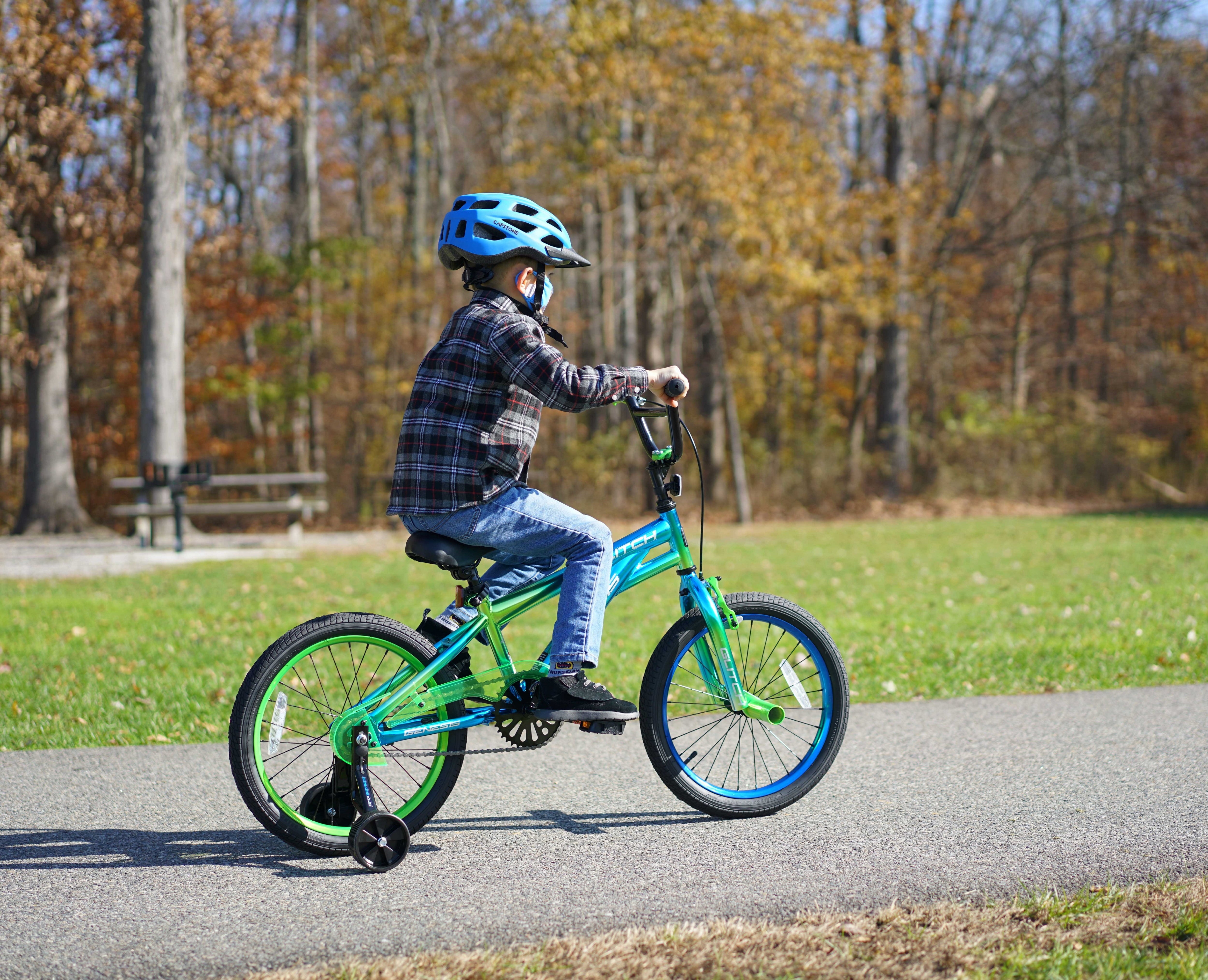 18 Glitch Boy's BMX Bike. Blue/Green