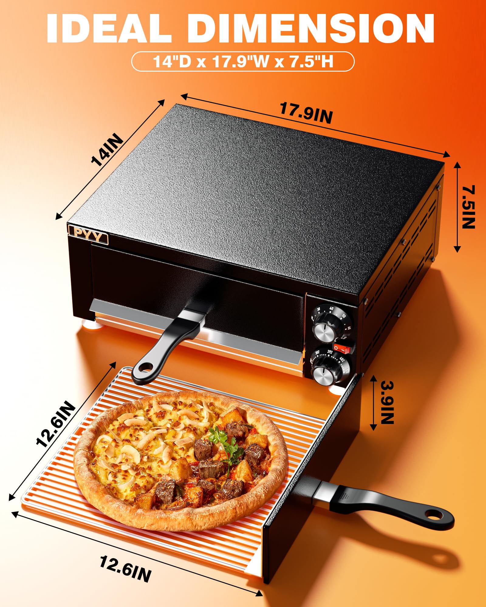 PYY Electric Countertop Pizza Oven. Pizza Maker Machine