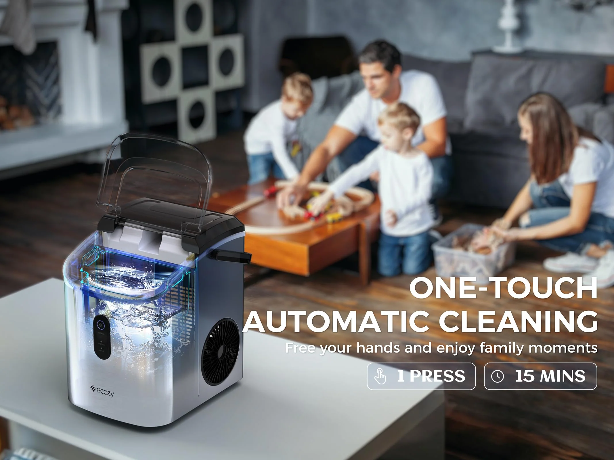 ecozy Nugget Ice Maker Countertop. 33 lbs Daily Output