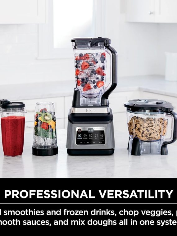 2025 Ninja BN801 Professional Plus Kitchen System  1400 WP  5 Functions for Smoothies  Chopping  Dough & More with Auto IQ  72-oz.* Blender Pitcher  64-oz. Processor Bowl  (2) 24-oz. To-Go Cups  Grey