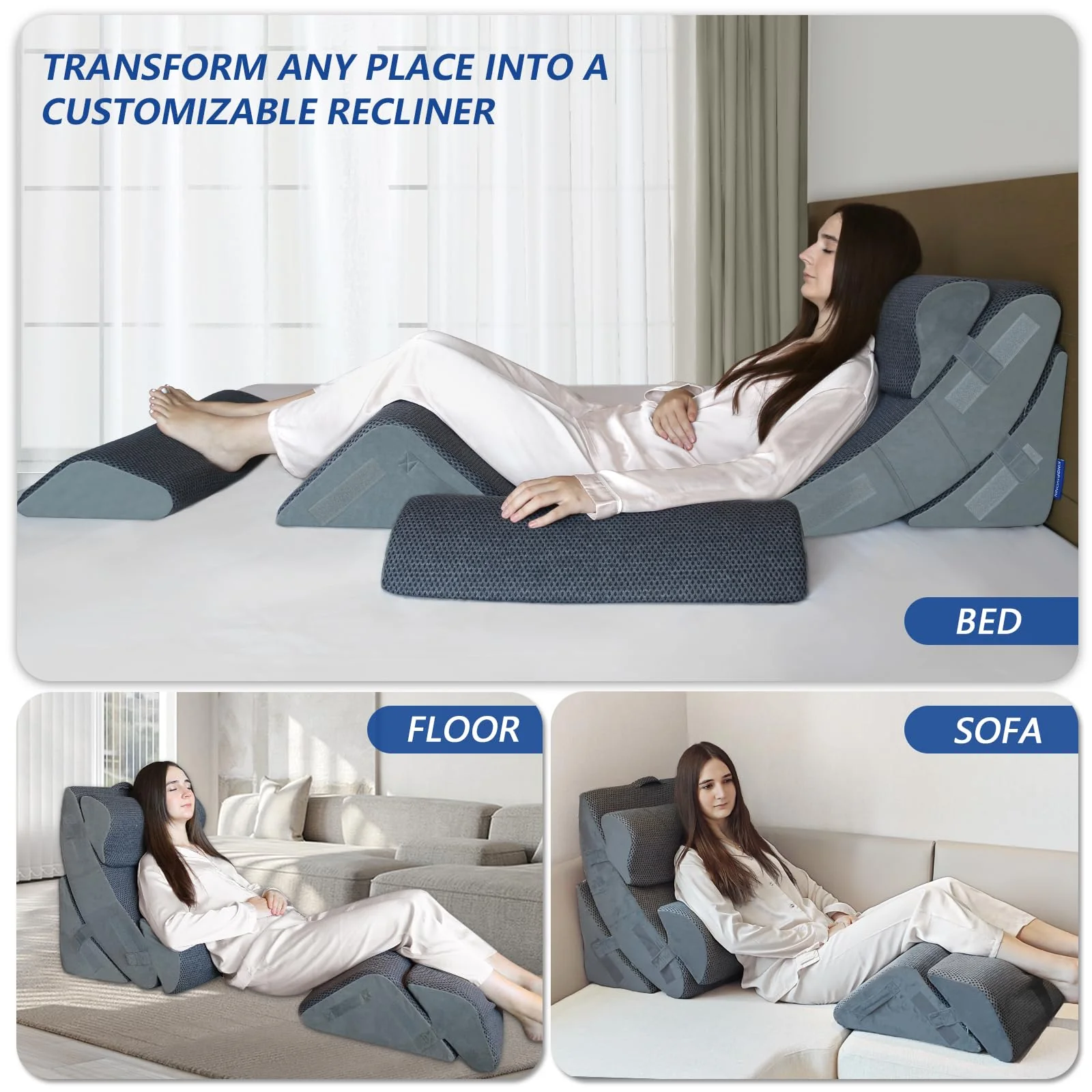 KingPavonini 6PCS Orthopedic Bed Wedge Pillow for Sleeping