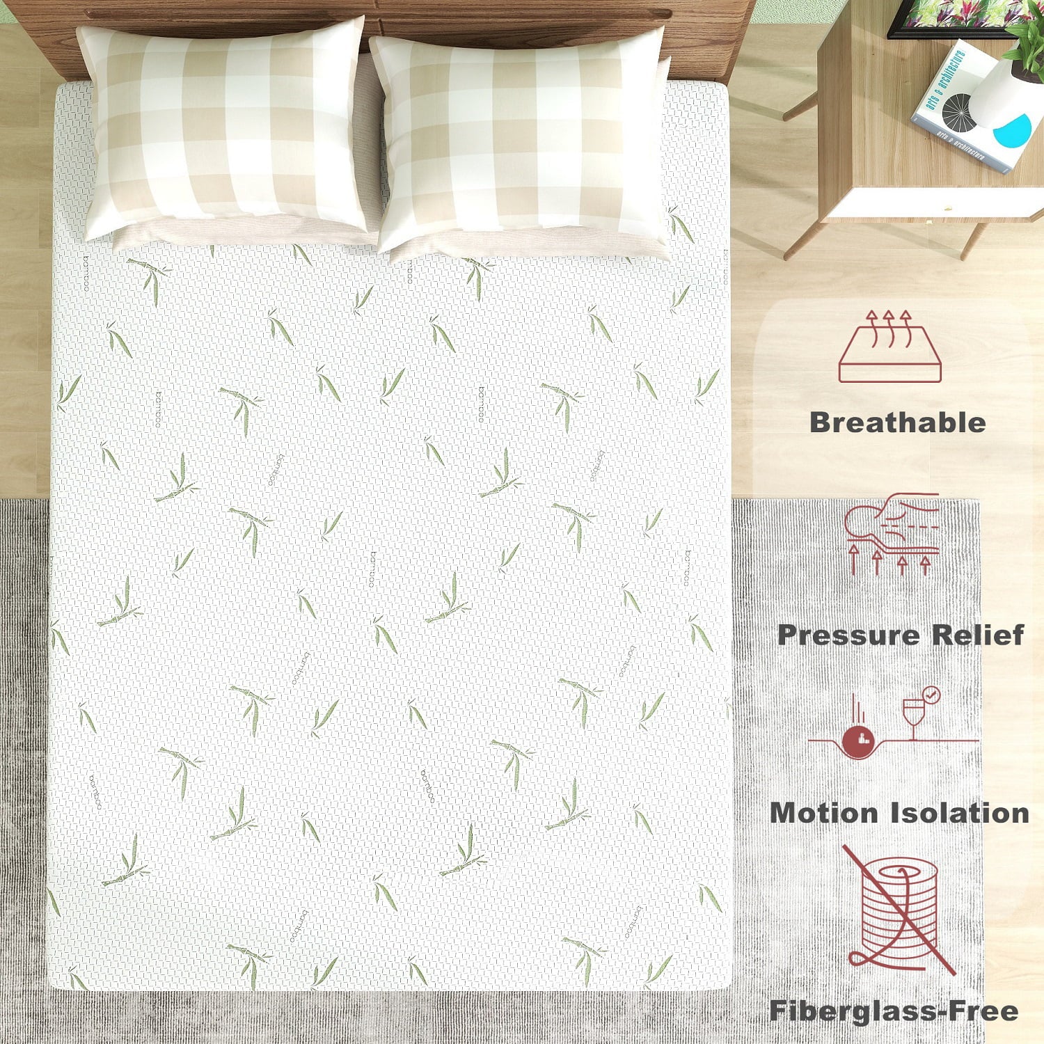 Mattress. 10 inch Memory Foam Mattress Bed in a Box.with Green Tea Cooling Gel. Made in USA