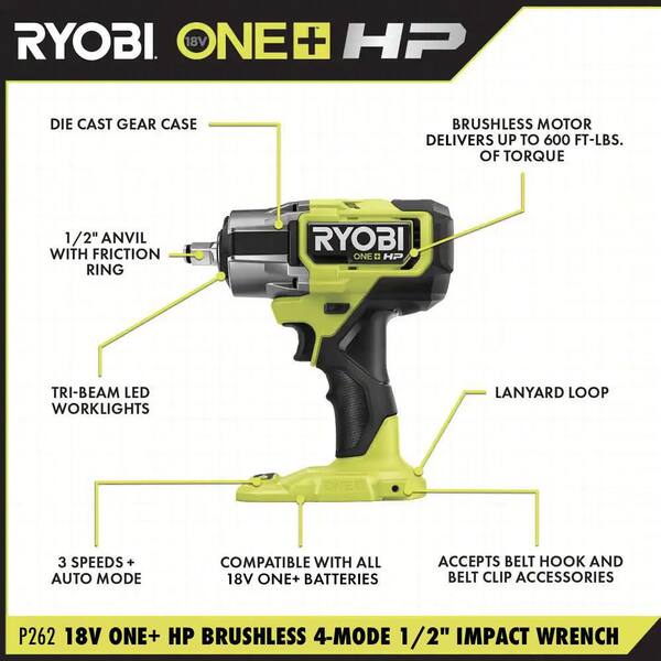 ONE+ HP 18V Brushless Cordless 2-Tool Combo Kit with Drill/Driver. Impact Wrench. Batteries. Charger. and Bag