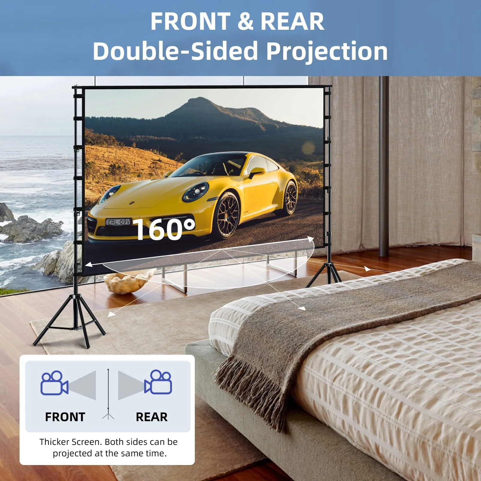 Towond 150 inch Indoor Outdoor Projection Screen
