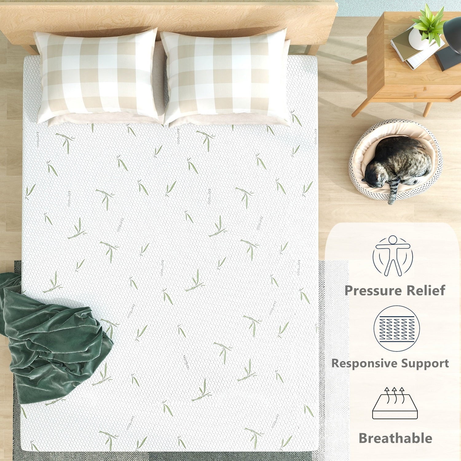 Mattress.Smiaoer 8 inch Memory Foam Mattress Bed in a Box.Medium Firm with Soft Bamboo Cover.Made in USA