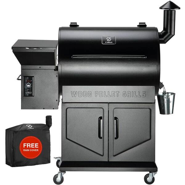 694 sq. in. Pellet Grill and Smoker with cabinet storage. Black