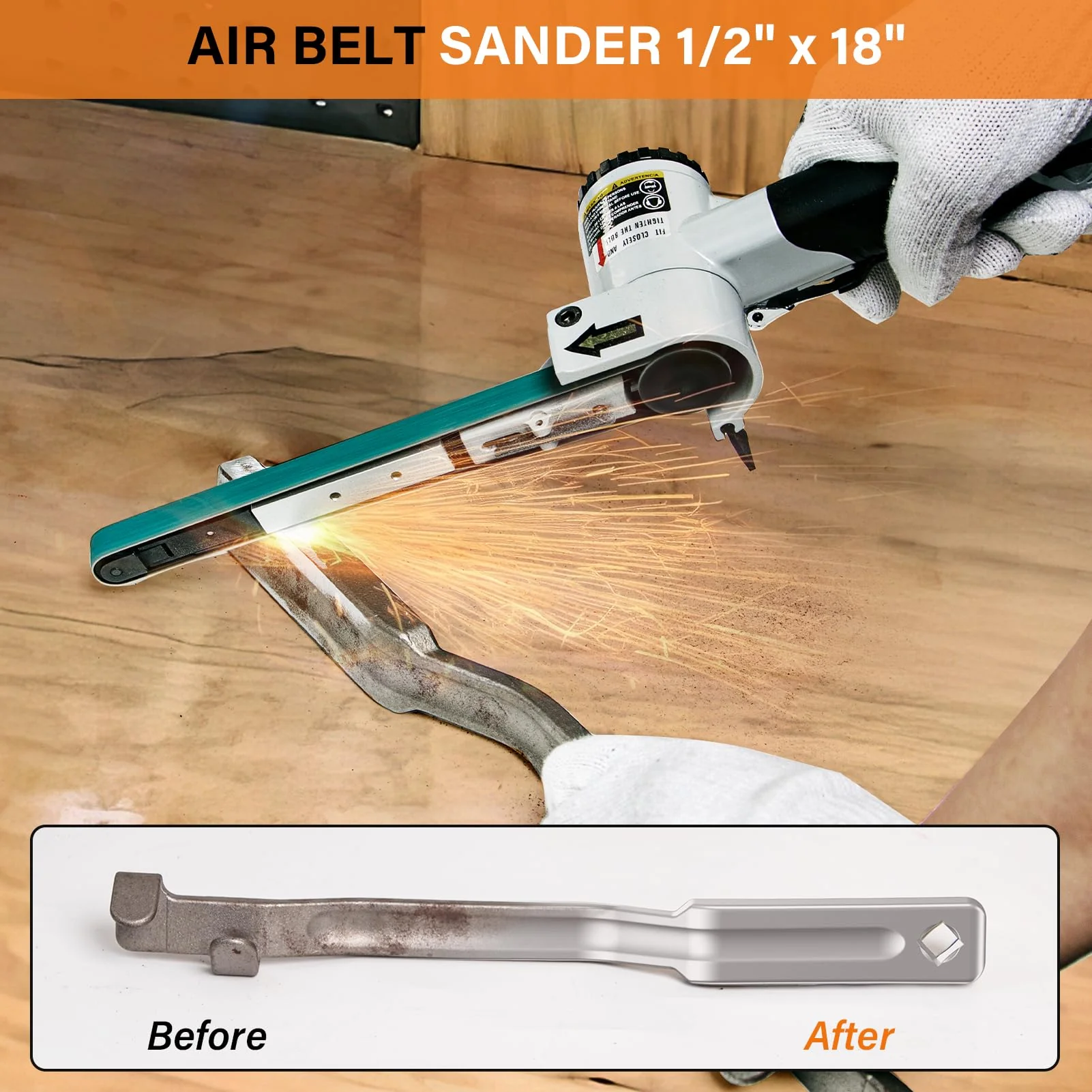 Tezoro 1/2 x 18 Air Belt Sander. Mini Belt Sander with 3 Belts