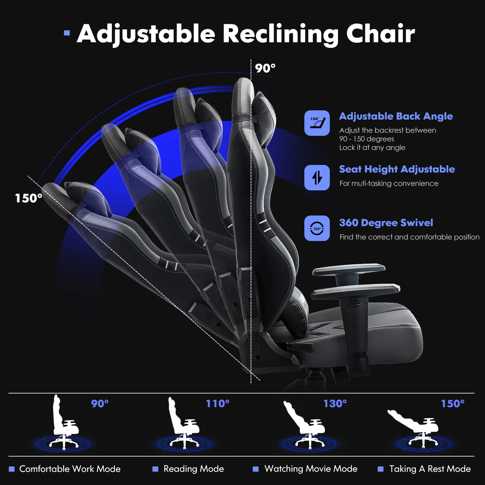 COLAMY Ergonomic Gaming Chair 350lbs Wide Seat
