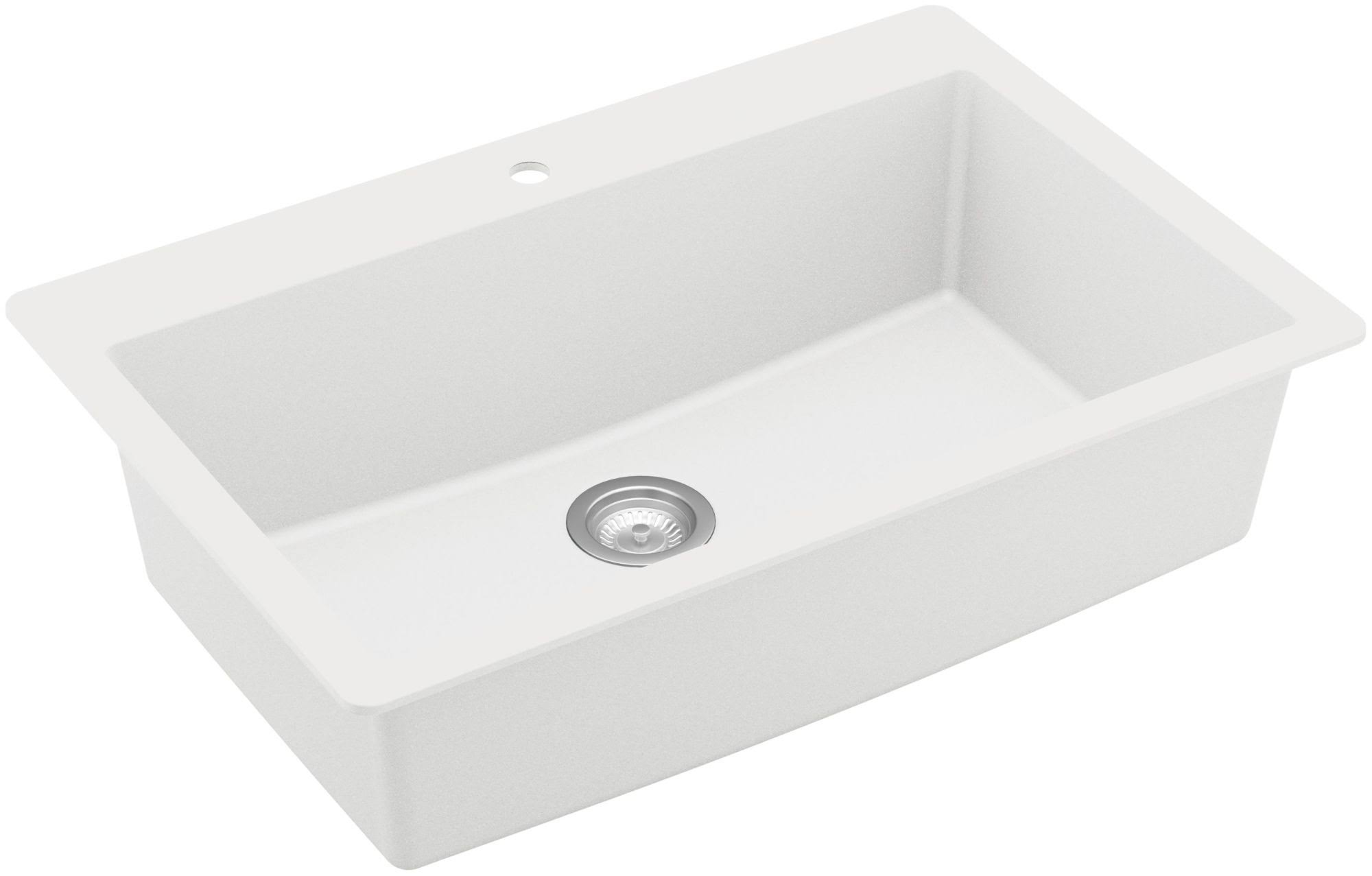 Karran QT-812 Quartz 33 in. Large Single Bowl Drop-In Kitchen Sink in White