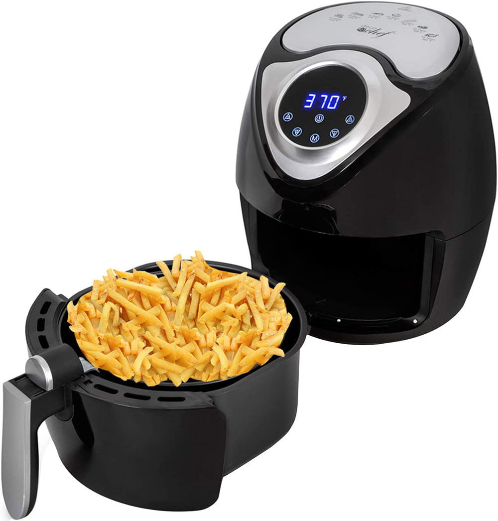 14.5 Cup 3.7 Qt Digital Air Fryer Cooker With 7 Smart Programs. Led Touch Screen. Oil-Less Non-Stick Coated Basket. Timer Counter Top. Healthy Kitchen Safe Frying Station With Cook Book