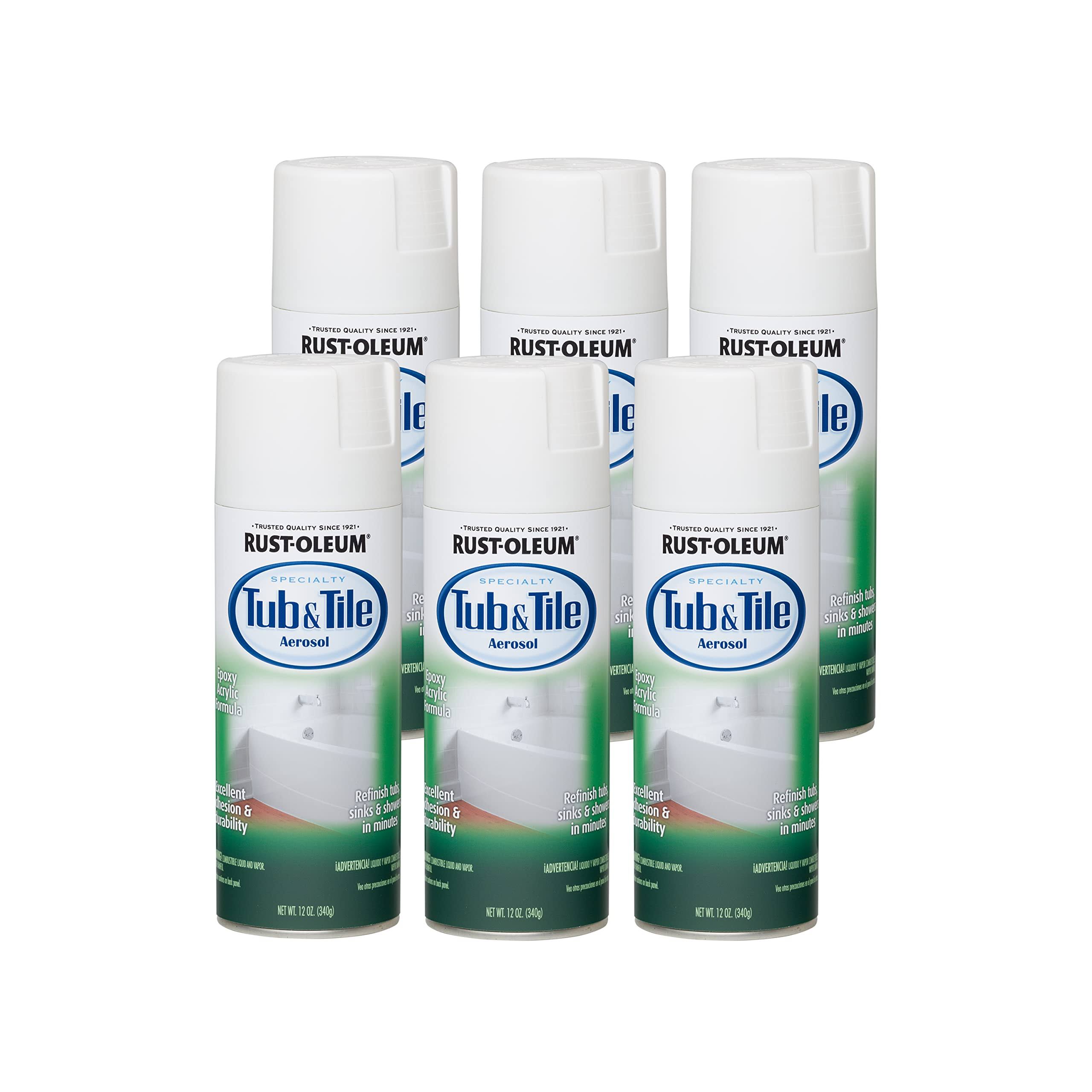 Rust-Oleum 280882-6PK Specialty Tub & Tile Spray Paint, 12 oz, White