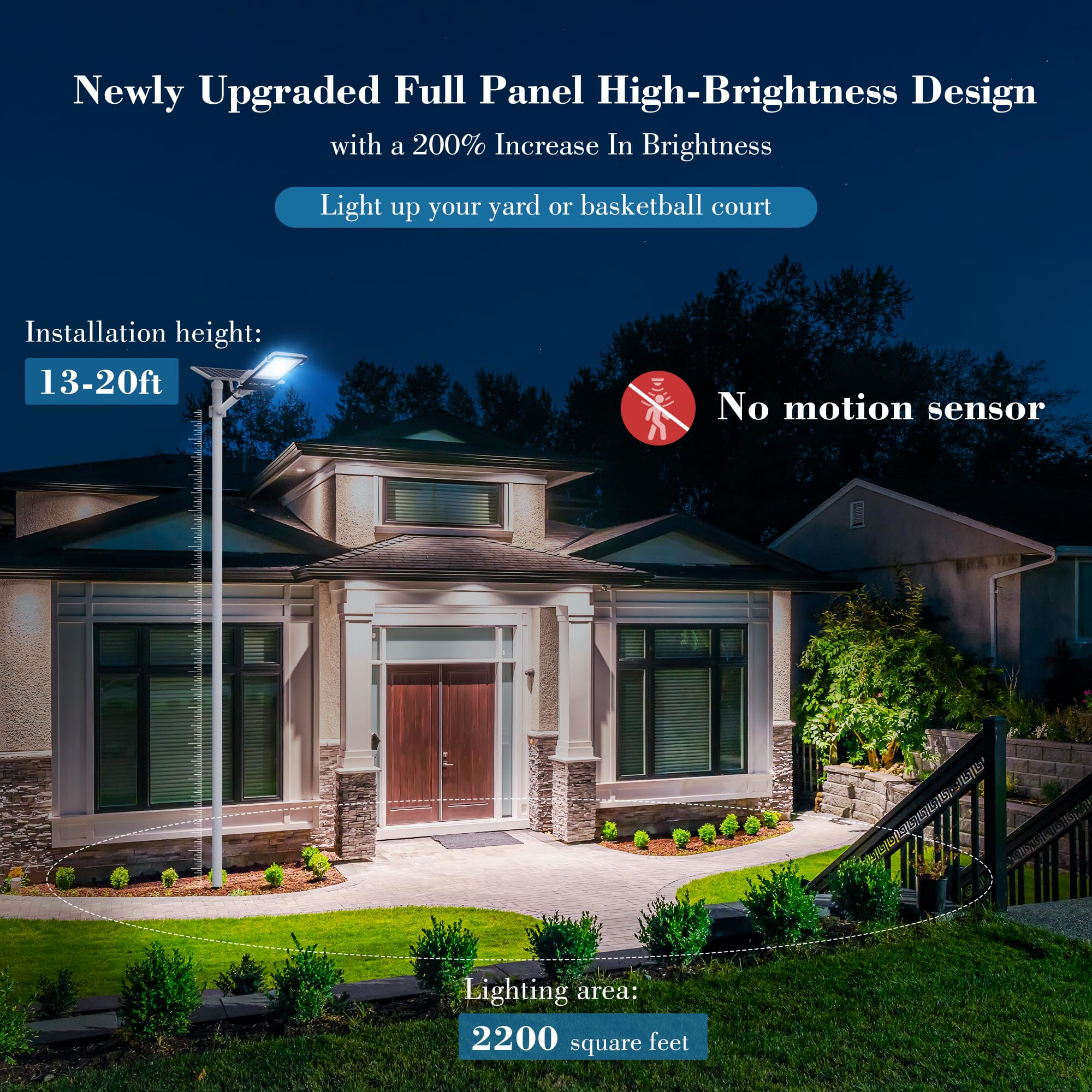 Tri-Color Solar Street Lights Outdoor - 5800W Solar Parking Lot Lights Commercial with 3 Color Temperatures, Solar Street Light Dusk to Dawn Street Lights Solar Powered for Outside Yard Garden