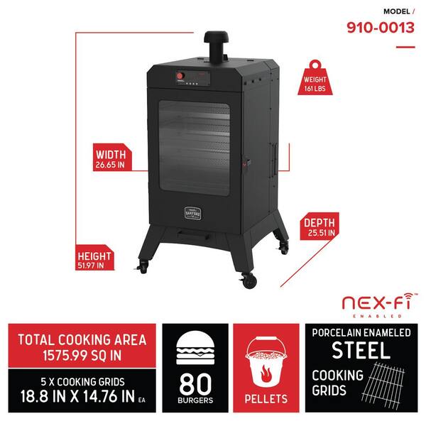 Oakford 1400 Pellet Grill Vertical Smoker in Black